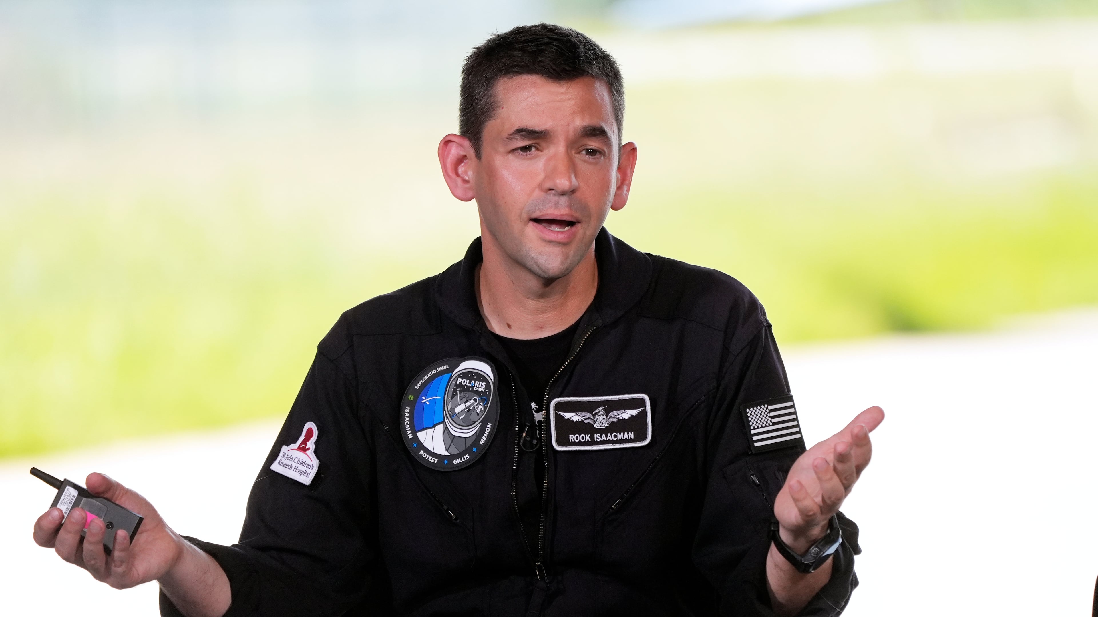 FILE - Commander Jared Isaacman speaks at a news conference after arriving at the Kennedy Space Center for an upcoming private human spaceflight mission in Cape Canaveral, Fla., Aug. 19, 2024. (AP Photo/John Raoux, File)