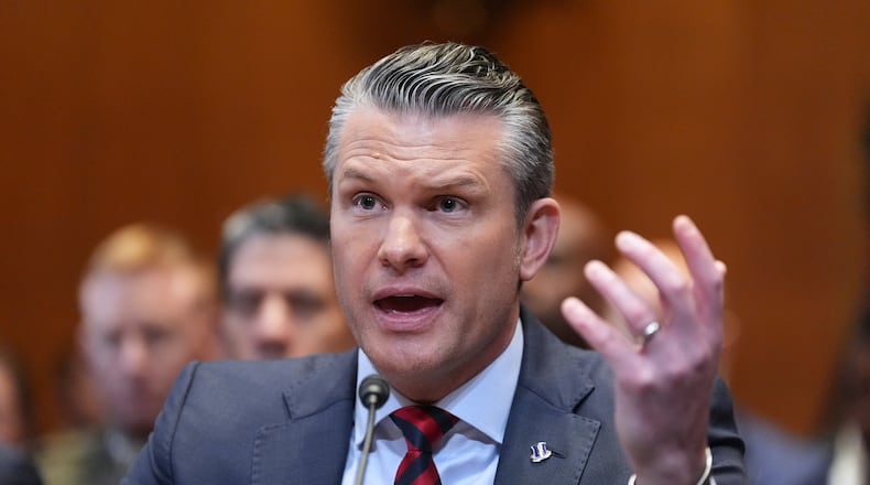 Defense Secretary Pete Hegseth testifies at a Senate Appropriations subcommittee on defense hearing on the budget request for the Department of Defense, Tuesday, May 12, 2026, in Washington. (AP Photo/Alex Brandon)