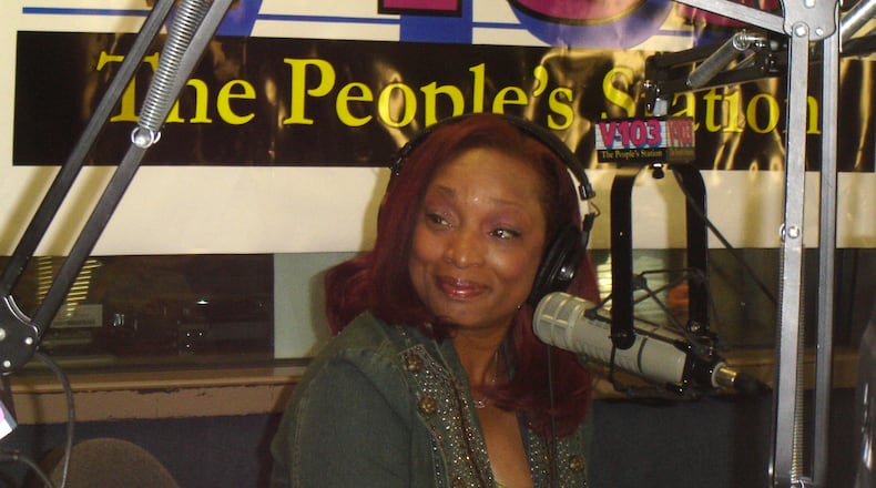 Porsche Foxx at V-103 studio announcing her return in 2007. (Rodney Ho / AJC staff)