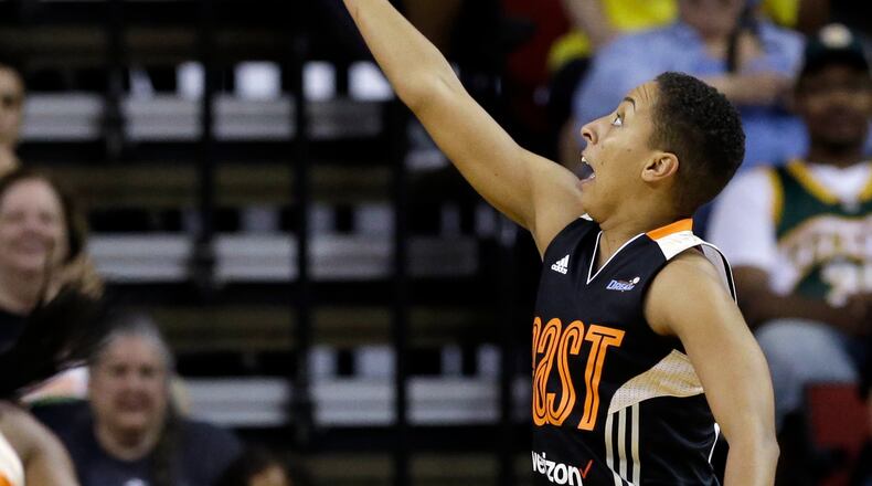 Layshia Clarendon had 15 points, 10 rebounds and 11 assists. (AP Photo/Elaine Thompson)