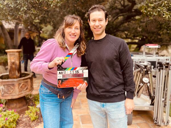 Metro Atlanta screenwriter and director Ann Marie Allison on set of "You're Dating a Narcissist!" in Los Angeles with co-executive producer Jorge Garcia Castro. (Courtesy of Ann Marie Allison)