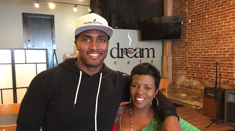 Stevie Baggs with his mom Lola Robinson at his Dream Cafe in Castleberry Hill. CREDIT: Rodney Ho/ rho@ajc.com