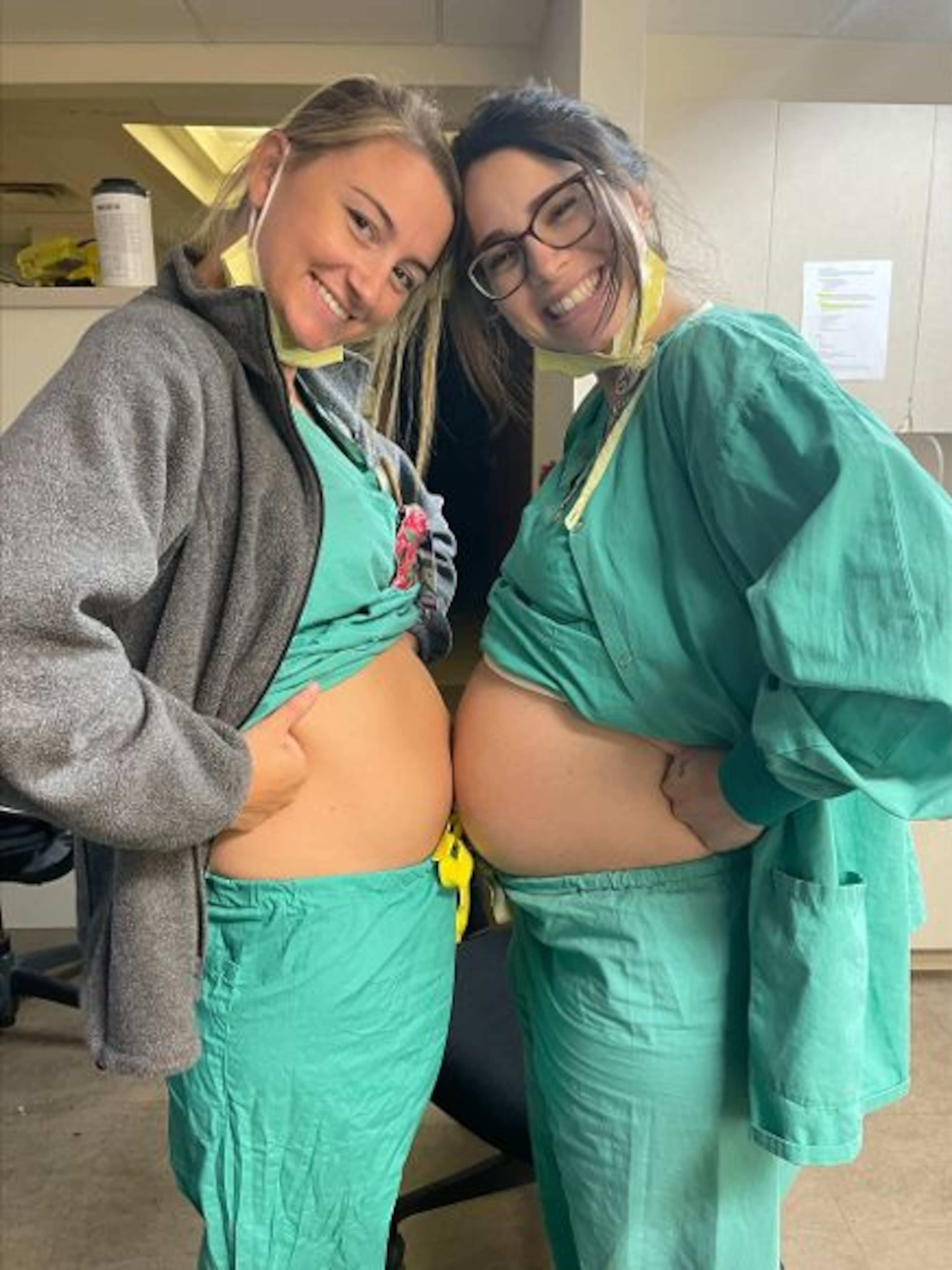 “The fact that everyone has someone to lean on is literally something you can’t put a price tag on,” said nurse Danielle “Shaye” Hall (left), who was pregnant at the same time as Abigail “Abby” Dann. (Courtesy of Wellstar Health System)