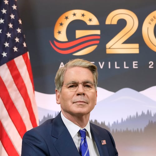 Treasury Secretary Scott Bessent speaks during an interview with The Associated Press in Asheville, N.C., Sunday, Aug. 30, 2026. (AP Photo/Gerald Herbert)
