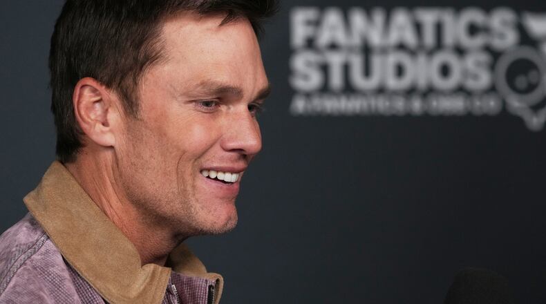 Tom Brady arrives at the launch party for Fanatics Studio, a global studio for sports entertainment, on Tuesday, Jan. 13, 2026, at the Intuit Dome in Inglewood, Calif. (AP Photo/Chris Pizzello)