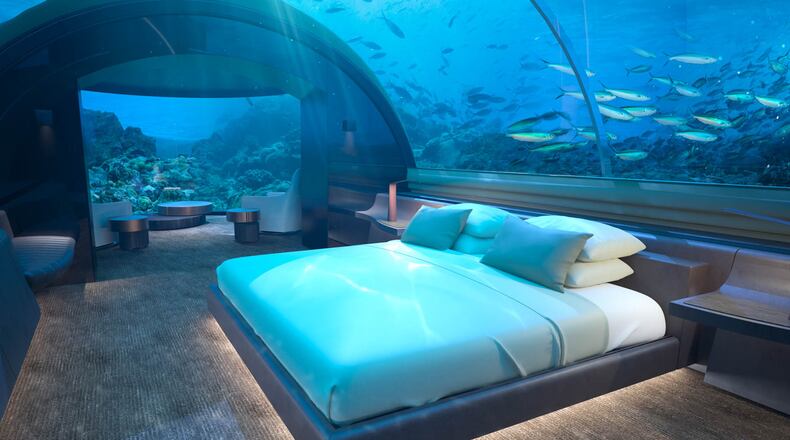 The Muraka's bedroom, below the sea. Photo: Conrad Maldives Rangali Island