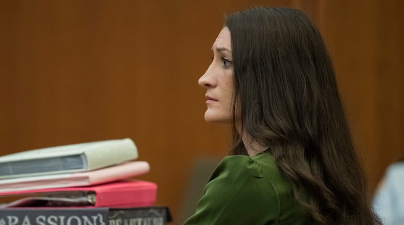 Lindsay Clancy listens during her murder trial Wednesday, Aug. 19, 2026, in Plymouth, Mass. (Amanda Sabga/The Boston Herald via AP, Pool)