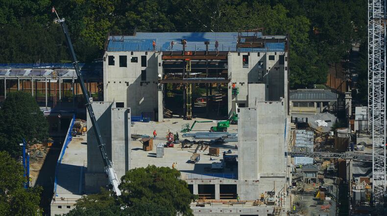 Work continues on the construction of the ballroom at the White House, Tuesday, Sept. 15, 2026, in Washington. (AP Photo/Pablo Martinez Monsivais)