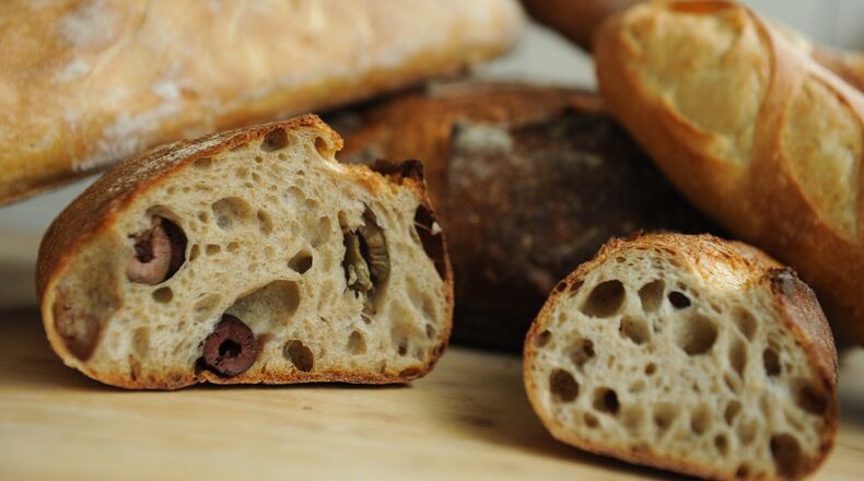 Ciabatta, Pain au Levain, Olive Levain, French Baguette and Demi Semolina from TGM Bread. (BECKYSTEIN.COM)