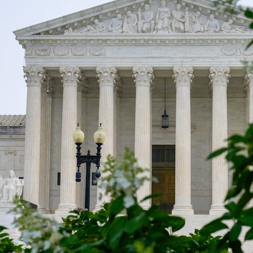 The Supreme Court is seen Monday, July 27, 2026, in Washington. (AP Photo/Mariam Zuhaib)