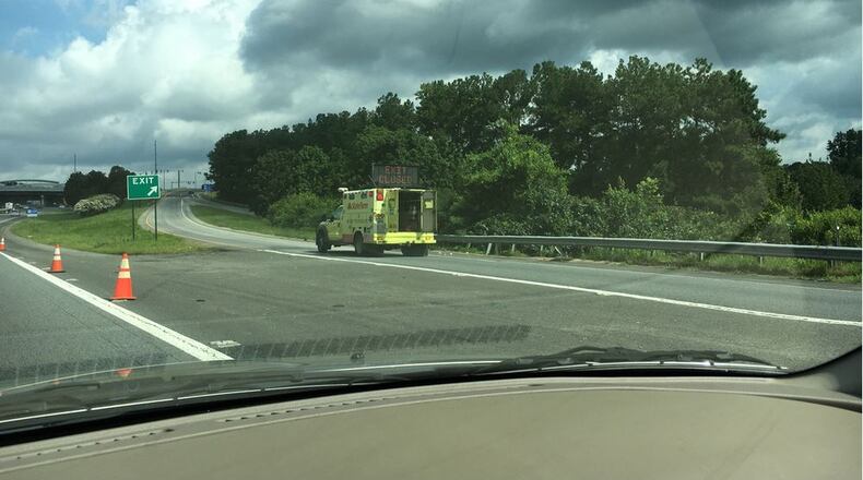 The Windy Hill Road exit on I-75 northbound was closed for hours due to the investigation. BEN BRASCH / BEN.BRASCH@AJC.COM