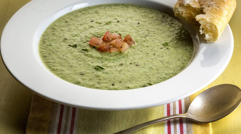 The cooling properties of cucumber are on full display in this gazpacho variation with yogurt, bell pepper and garlic. (Bill Hogan/Chicago Tribune/TNS)