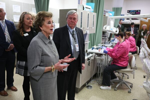 U.S. Education Secretary Linda McMahon visits Central Education Center’s dental assistant lab in Newnan on Friday, Jan. 16, 2026, as part of the Education Department’s “Returning Education to the States Tour.” (Arvin Temkar/AJC)