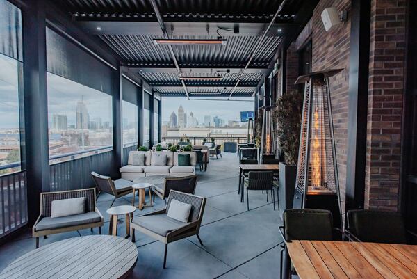 Drawbar's terrace at the Bellyard Hotel offers plenty of seating and a view of west Midtown. (Courtesy of Drawbar)