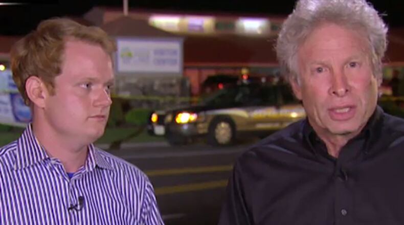 WDBJ news anchor Chris Hurst (left), boyfriend of slain journalist Alison Parker, and Parker's father, Andy Parker, appeared on Fox to talk about the reporter's life. Video still via Fox News