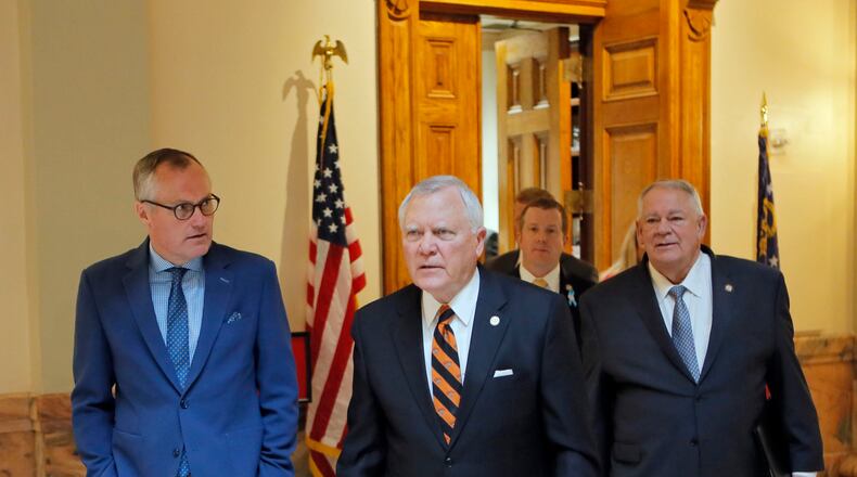 Gov. Nathan Deal believes lawmakers will send a transit expansion bill to his desk.  BOB ANDRES  /BANDRES@AJC.COM