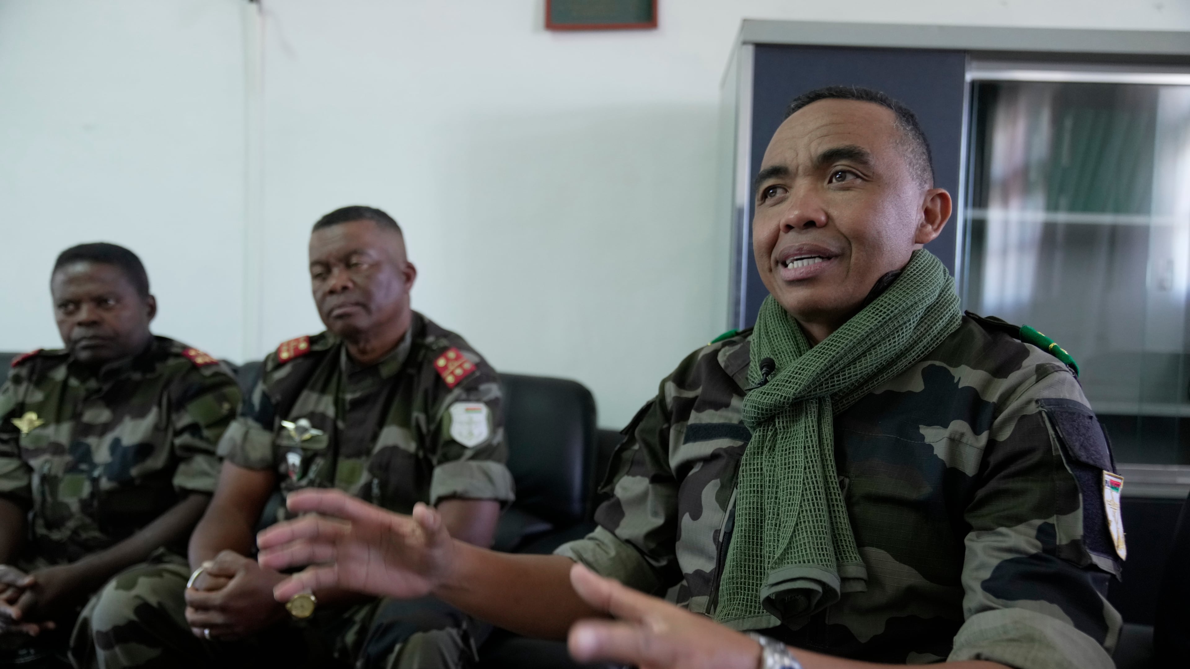 CAPSAT military unit commander Col. Michael Randrianirina during an interview with The Associated Press in Antananarivo, Madagascar, Wednesday, Oct. 15, 2025. (AP Photo/ Brian Inganga)