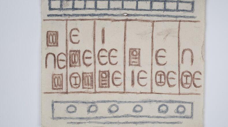 The Zuckerman Museum of Art’s “Louder than Words” exhibition is a group show dealing with forms of communication other than spoken words, and includes James Castle’s “Untitled” mixed media work on paper. Contributed by James Castle Collection and Archive LP
