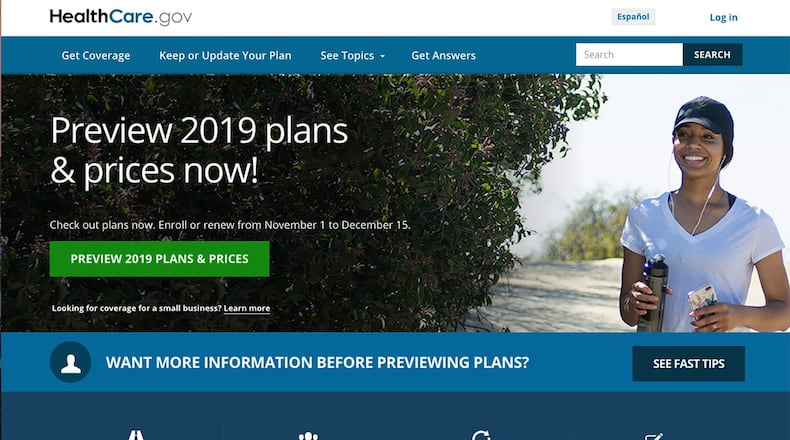 Healthcare.gov, the ACA website homepage for 2019 enrollment. Before plans go on the market Thursday, people can browse plans and prices available to them.