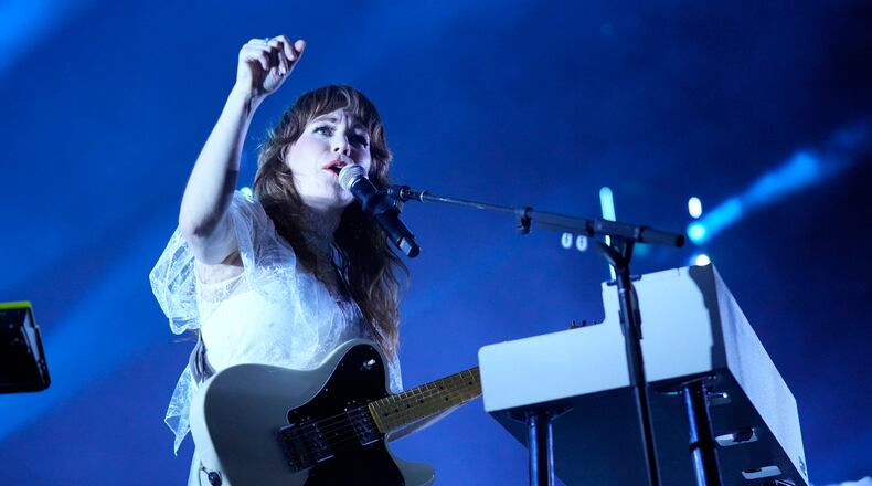 Jenny Lewis of The Postal Service performs on day two of Riot Fest on Saturday, Sept. 16, 2023, at Douglass Park in Chicago. (Photo by Rob Grabowski/Invision/AP)
