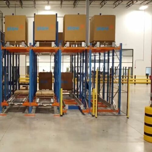 Warehousing equipment and storage systems are shown in Belgium-based Stow Group's North American Technology Campus in Illinois. The company plans a new factory near Adairsville. (Courtesy of Stow Group)