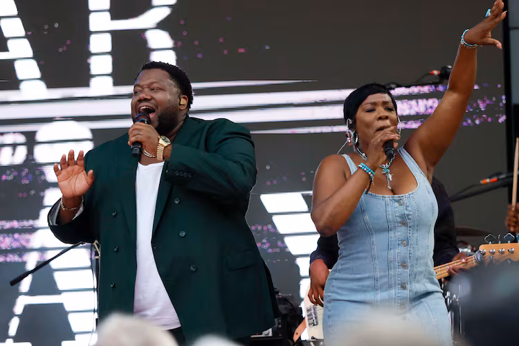 Michael Trotter Jr. and Tanya Trotter of the War and Treaty perform at Decatur WatchFest ’26 on Thursday, June 25, 2026. (Miguel Martinez/AJC)