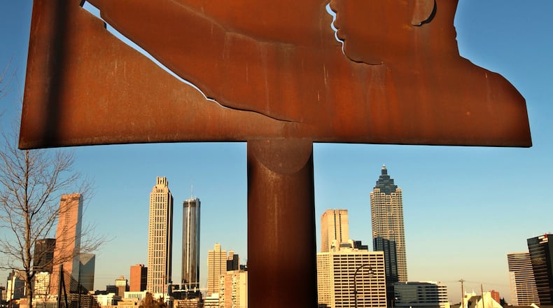 Statue of Martin Luther King Jr. at the intersection of Boulevard & Freedom Parkway. (AJC FILE)