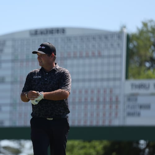 Patrick Reed prepares to hit his third shot on the 18th hole during first round of the Masters tournament, at Augusta National Golf Club, Thursday, April 9, 2026, in Augusta, Ga. (Jason Getz/AJC)