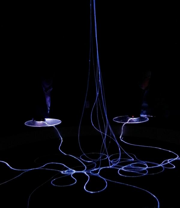 The immersive "Inochi Theater: If Your Life Were Light" installation makes a statement through measured heartbeats about the importance of individuals and their shared place in society. (Mike Jensen)