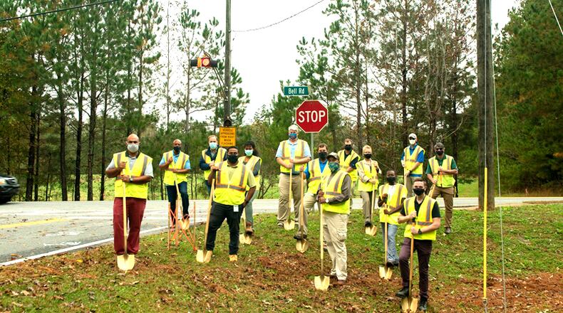 Johns Creek has broken ground on a $1.4 million project to create a roundabout and trail at Bell Road and Rogers Circle.