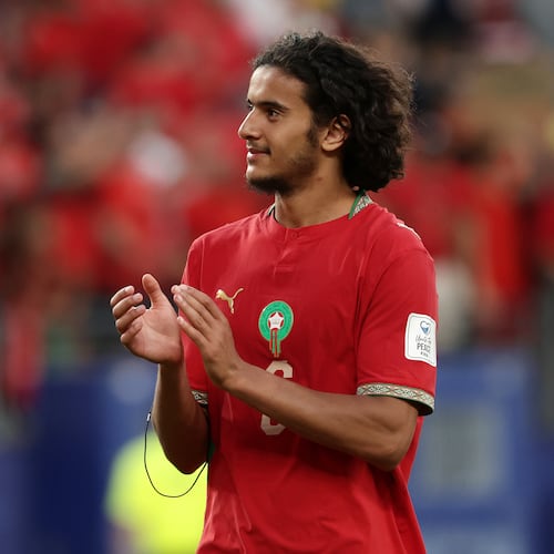 Morocco's Ayyoub Bouaddi claps as he leaves the pich following a tie in the World Cup Group C soccer match between Brazil and Morocco in East Rutherford, N.J., Saturday, June 13, 2026. (Adam Hunger/AP)