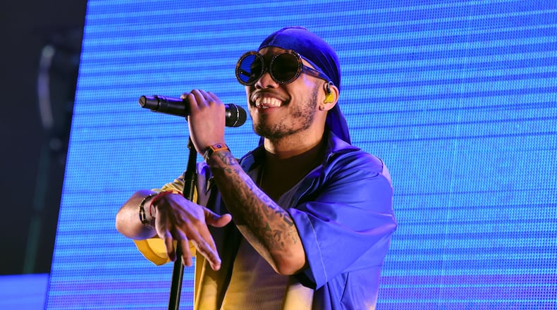 Anderson .Paak performs on Coachella Stage during the 2019 Coachella Valley Music And Arts Festival on April 12, 2019 in Indio, California.  (Photo by Kevin Winter/Getty Images for Coachella)