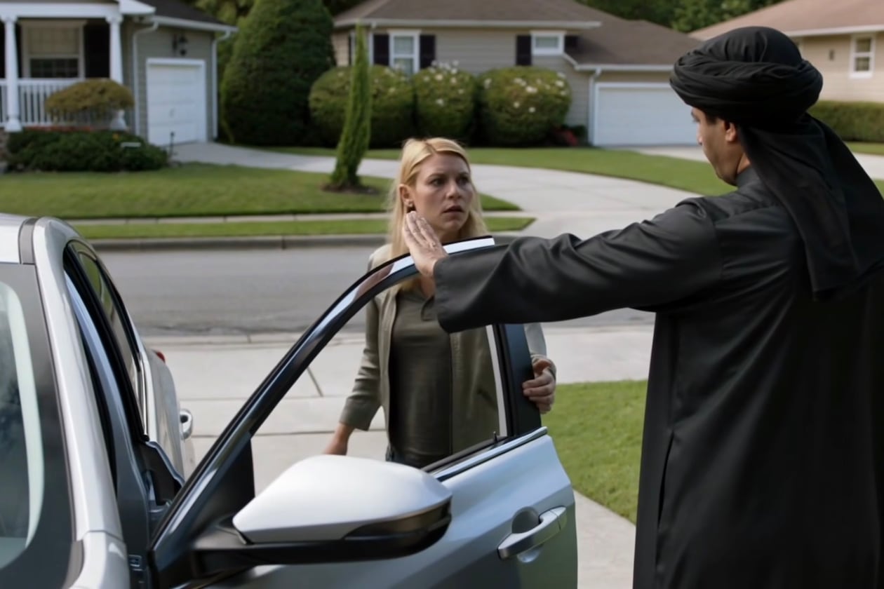 An AI ad created by the campaign of state Sen. Greg Dolezal, a GOP candidate for lieutenant governor, showed Sharia law come to the suburbs. (Screenshot)