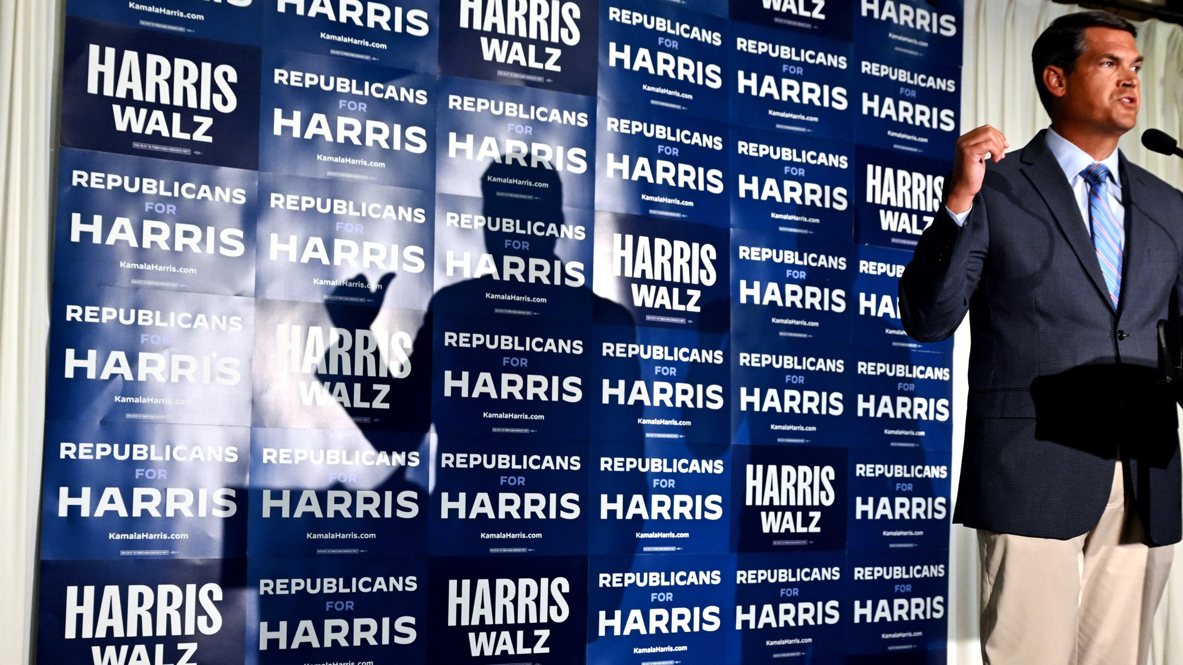 Geoff Duncan, the former Republican lieutenant governor of Georgia, speaks at the Republicans for Harris event in Lancaster County on Tuesday, Sept. 24, 2024. (Tom Gralish/The Philadelphia Inquirer/TNS)
