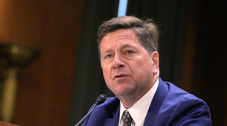 Jay Clayton testifies during a Senate Intelligence Committee confirmation hearing to be the next Director of National Intelligence on Capitol Hill, Wednesday, July 15, 2026, in Washington. (AP Photo/Mariam Zuhaib)