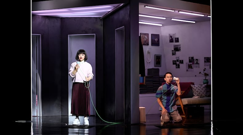 Cathy Ang as Claire and Kenny Tran as Oliver in “Maybe Happy Ending” at the Alliance Theatre. Photo credit Greg Mooney