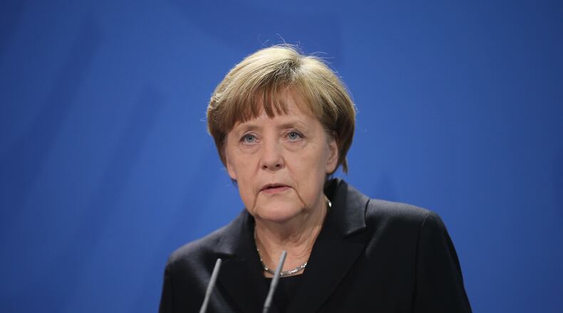 erman Chancellor Angela Merkel gives a statement to the media following the revelation by French authorities that the co-pilot of Germanwings flight 4U9525 was inside the locked cockpit of the plane during its final descent and crash two days ago on March 26, 2015 in Berlin, Germany. According to authorities the co-pilot, identified as Andreas Lubitz, had to have initiated the plane's rapid descent and refused entry to the cockpit to the pilot, who was locked on the other side of the door. Police are now investigating the possibility that Lubitz steered the plane to its destruction, and with it causing the deaths of all 150 people on board, deliberately. (Photo by Sean Gallup/Getty Images)