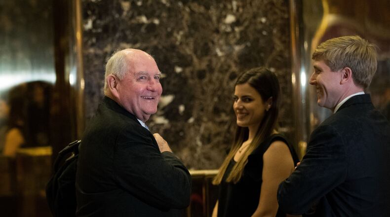 Former Georgia Gov. Sonny Perdue arrives at Trump Tower in New York City on Nov. 30, 2016. (Photo by Drew Angerer/Getty Images)