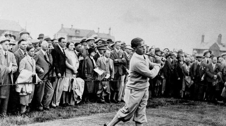 Bobby Jones at the British Open Championship, Royal Liverpool Golf Club, Hoylake, 1930. The Schatten Gallery of Emory University’s Robert W. Woodruff Library hosts the exhibit “Bobby Jones: The Game of Life” beginning Feb. 12. CONTRIBUTED BY PRESS ASSOCIATION IMAGES