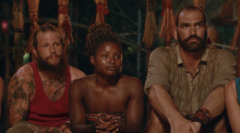 "The Jocks VS. the Pretty People" -- Kyle Jason, Cydney Gillon and Scot Pollard during the eighth episode of SURVIVOR KAOH: RONG -- Brains vs. Brawn vs. Beauty. The show airs, Wednesday, April 6 (8:00-9:00 PM, ET/PT) on the CBS Television Network. Photo: Screen Grab /CBS Entertainment é2016 CBS Broadcasting, Inc. All Rights. Reserved.