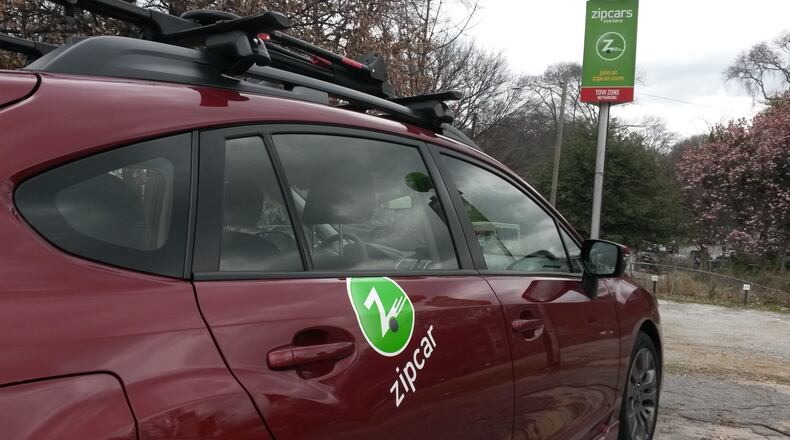 Zipcar says it has 71 shared vehicles across Atlanta, including some at MARTA stations. MATT KEMPNER / AJC