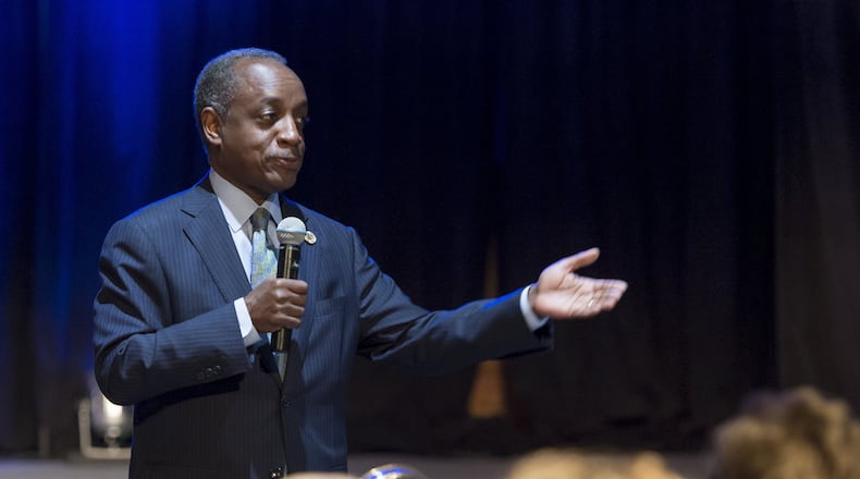 DeKalb County CEO Michael Thurmond addresses the audience about high water bills during a meeting at Rehoboth Baptist Church in Tucker on Tuesday, May 23, 2017. (DAVID BARNES / DAVID.BARNES@AJC.COM)