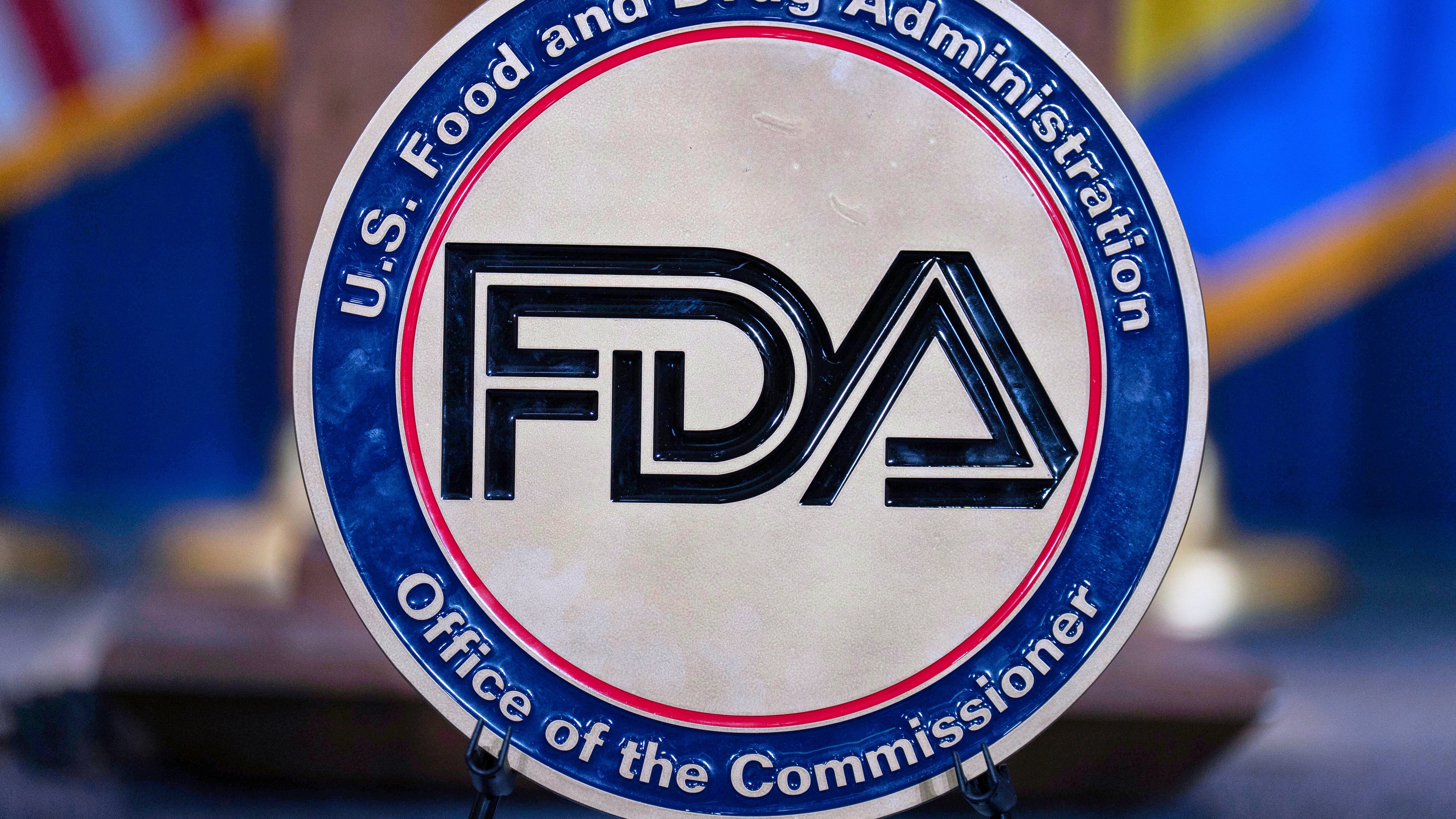FILE - The Food and Drug Administration seal is seen at the Hubert Humphrey Building Auditorium in Washington, April 22, 2025. (AP Photo/Jose Luis Magana, File)