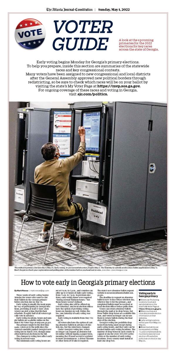 Find the AJC Georgia voter guide in Sunday’s ePaper