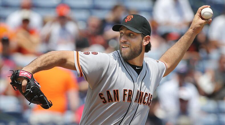 Lefthander Madison Bumgarner pitched 11 seasons for the Giants.