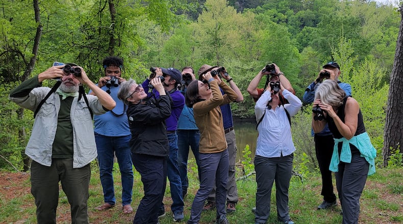 There seems to be a lot of birds in the air at a recent Gaggle (Greater Atlanta Gay & Lesbian Birders) outing at Cooper’s Furnace. 
(Courtesy of Gus Kaufman Jr.)