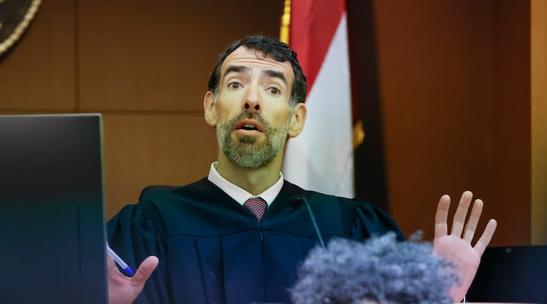 Judge Robert McBurney addresses counsel for Gov. Kemp during a hearing on Georgia Governor Brian Kemp's motion to quash his subpoena from the special purpose grand jury in Atlanta, GA, on Thursday, August 25, 2022. on Thursday, August 25, 2022. (Bob Andres for the Atlanta Journal Constitution)