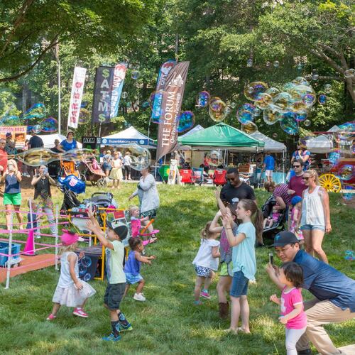 Plenty of free activities for kids are part of the Peachtree Corners Festival on Saturday and Sunday, including bubble fun, sand art and face painting. (Courtesy of Peachtree Corners Festival)