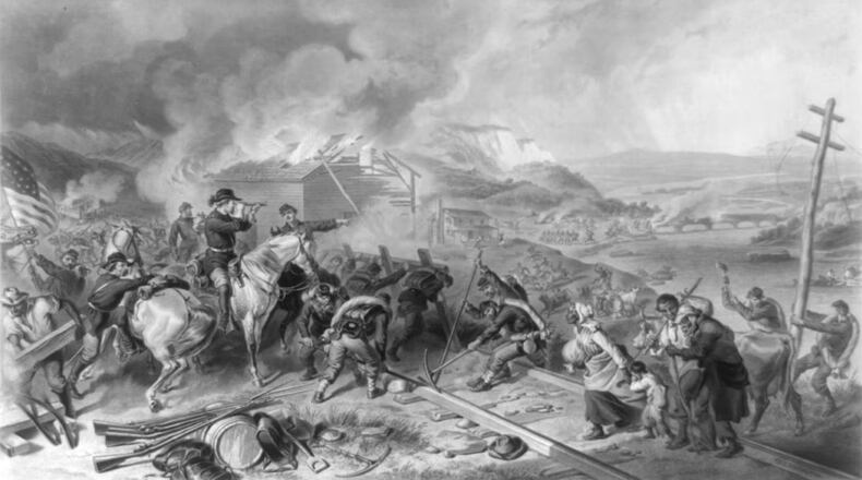 Sherman's March to the Sea is depicted here in an 1868 engraving of a print by Alexander Hay Ritchie, based on original artwork by Felix Octavius Carr Darley. (Library of Congress)