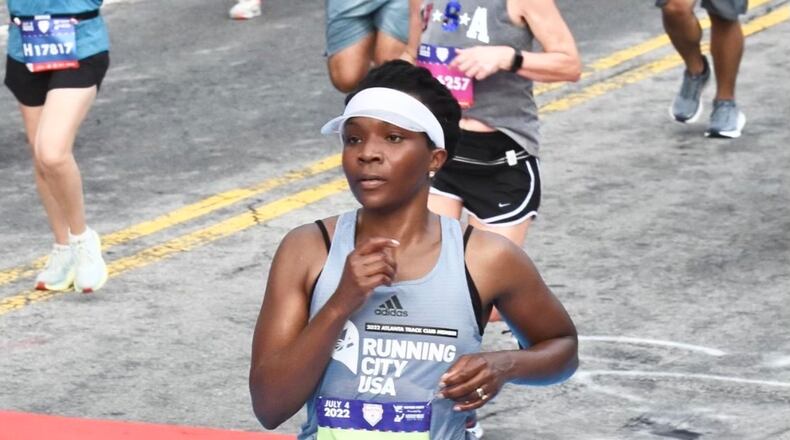 Lisa Cupid runs The Atlanta Journal-Constitution Peachtree Road Race on July 4, 2022, in Atlanta. Photo provided